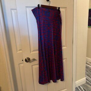 LulaRoe Skirt, 2XL Vibrant Blue and Red Pattern